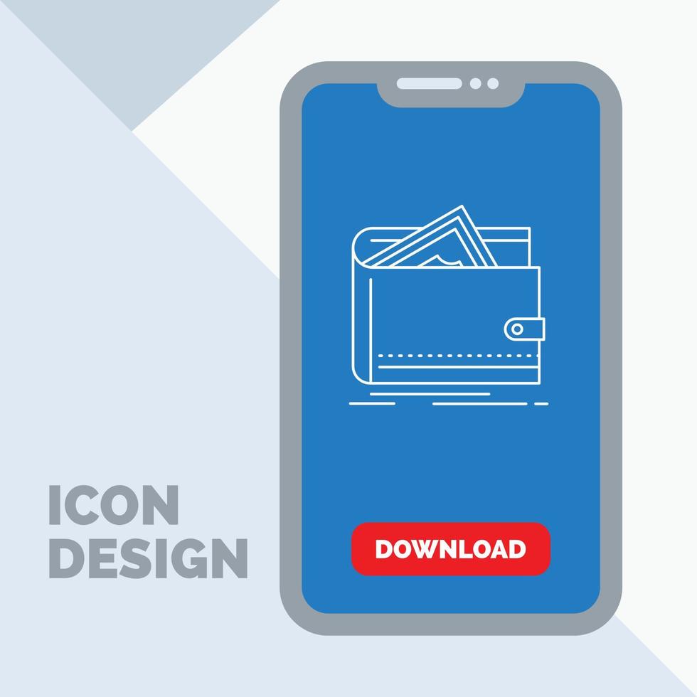 dinero. Finanzas. dinero. personal. icono de la línea del bolso en el móvil para la página de descarga vector