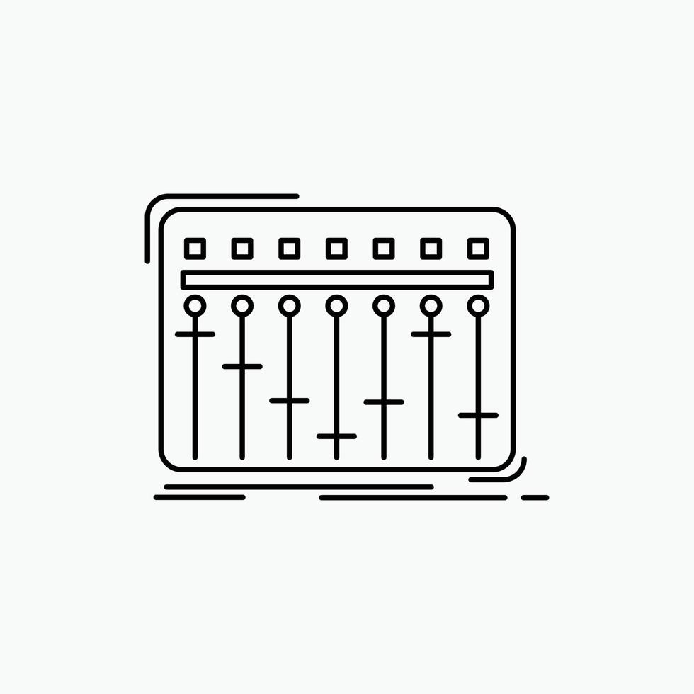 Console. dj. mixer. music. studio Line Icon. Vector isolated illustration