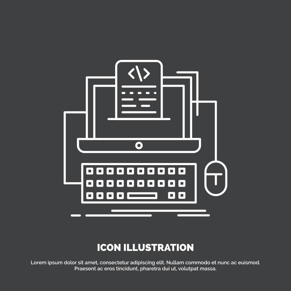 Code. coding. computer. monoblock. screen Icon. Line vector symbol for UI and UX. website or mobile application