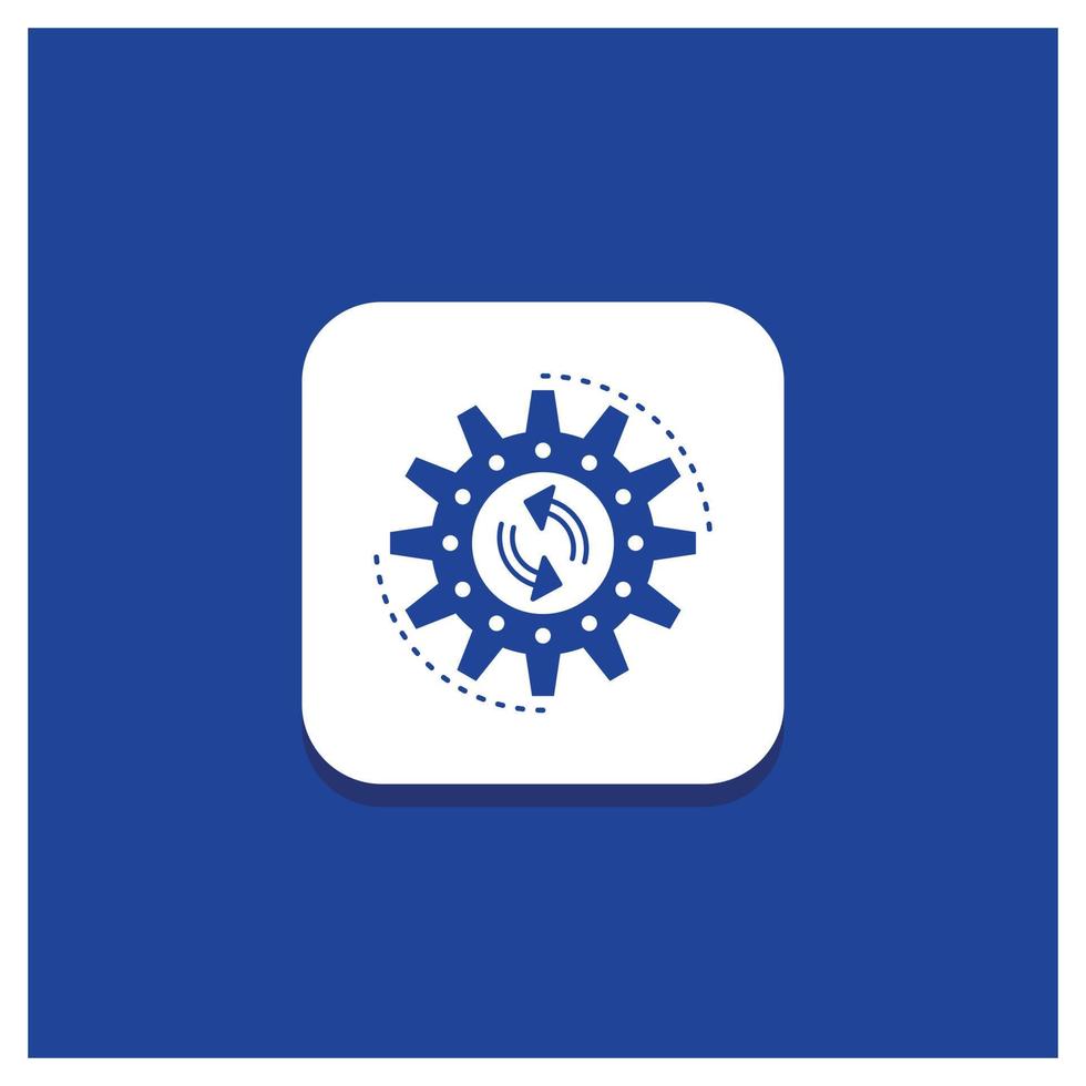 Blue Round Button for management. process. production. task. work Glyph icon vector