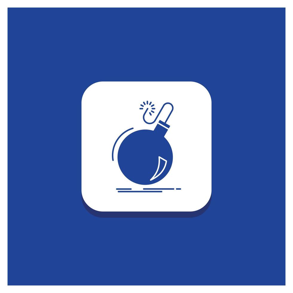 Blue Round Button for Bomb. boom. danger. ddos. explosion Glyph icon vector