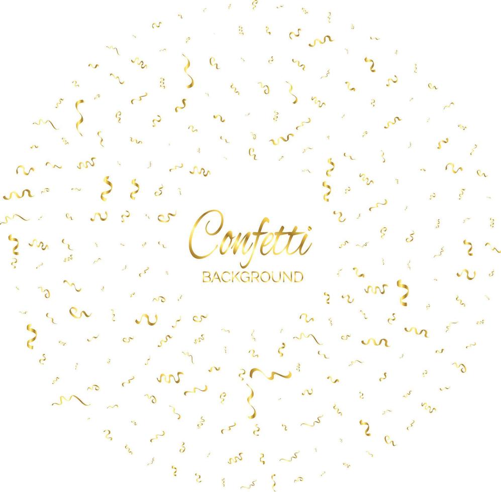 Golden Confetti And Streamer Ribbon Falling On Transparent Background. Vector