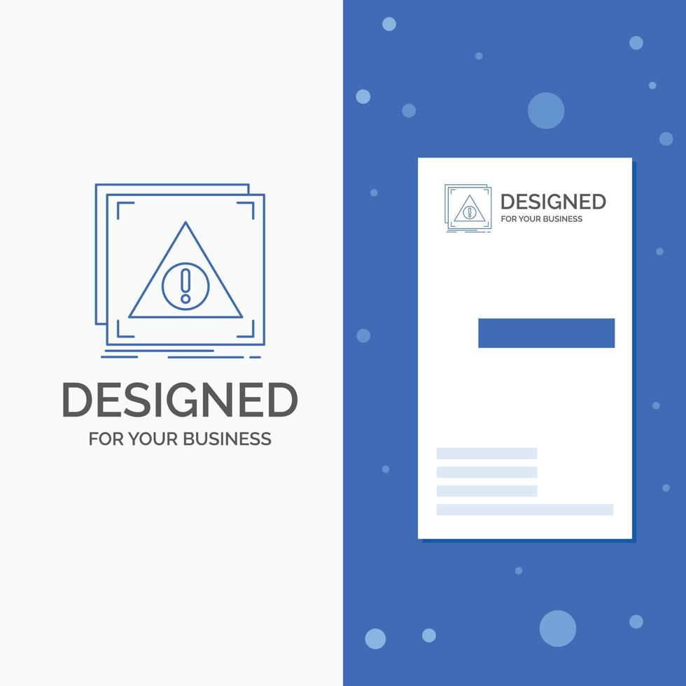 Business Logo for Error. Application. Denied. server. alert. Vertical Blue Business .Visiting Card template vector