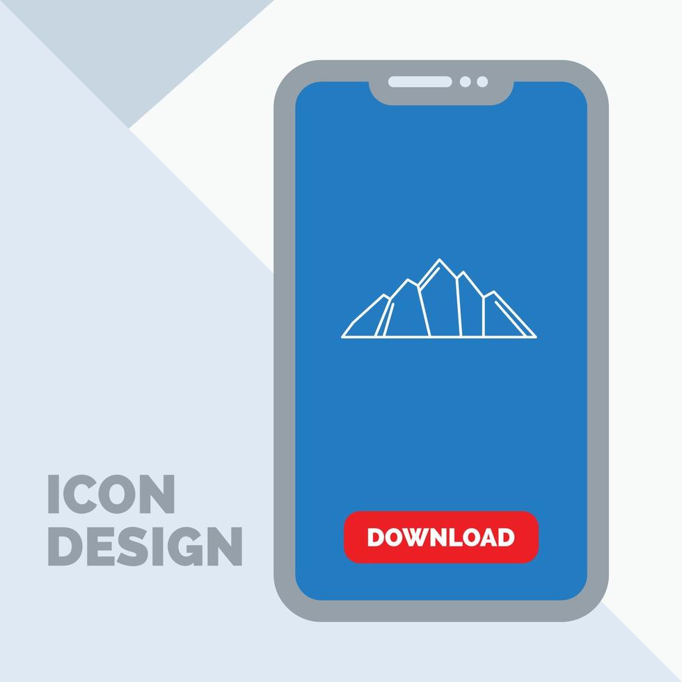 Cerro. paisaje. naturaleza. montaña. icono de línea de escena en el móvil para la página de descarga vector