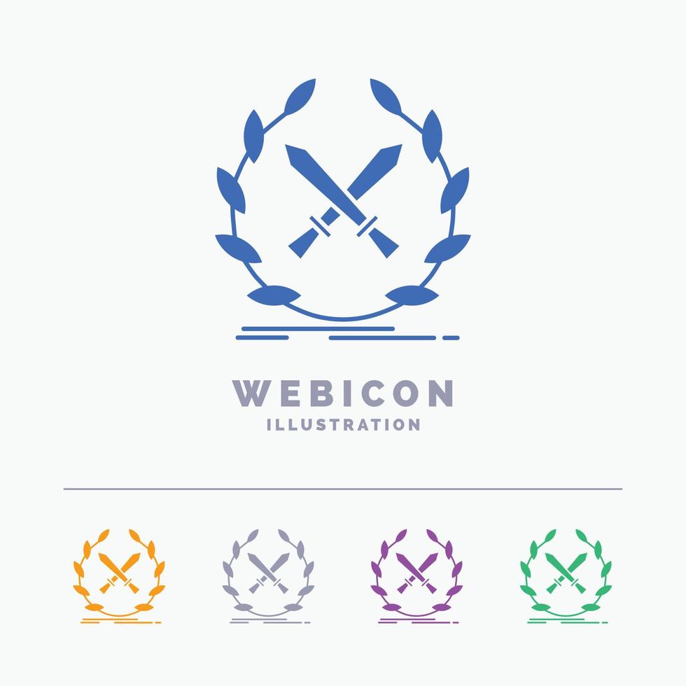 battle. emblem. game. label. swords 5 Color Glyph Web Icon Template isolated on white. Vector illustration