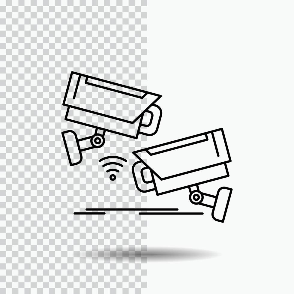 CCTV. Camera. Security. Surveillance. Technology Line Icon on Transparent Background. Black Icon Vector Illustration