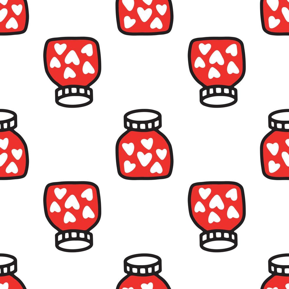 Seamless pattern of Jars with heart. Pattern for Valentines day vector