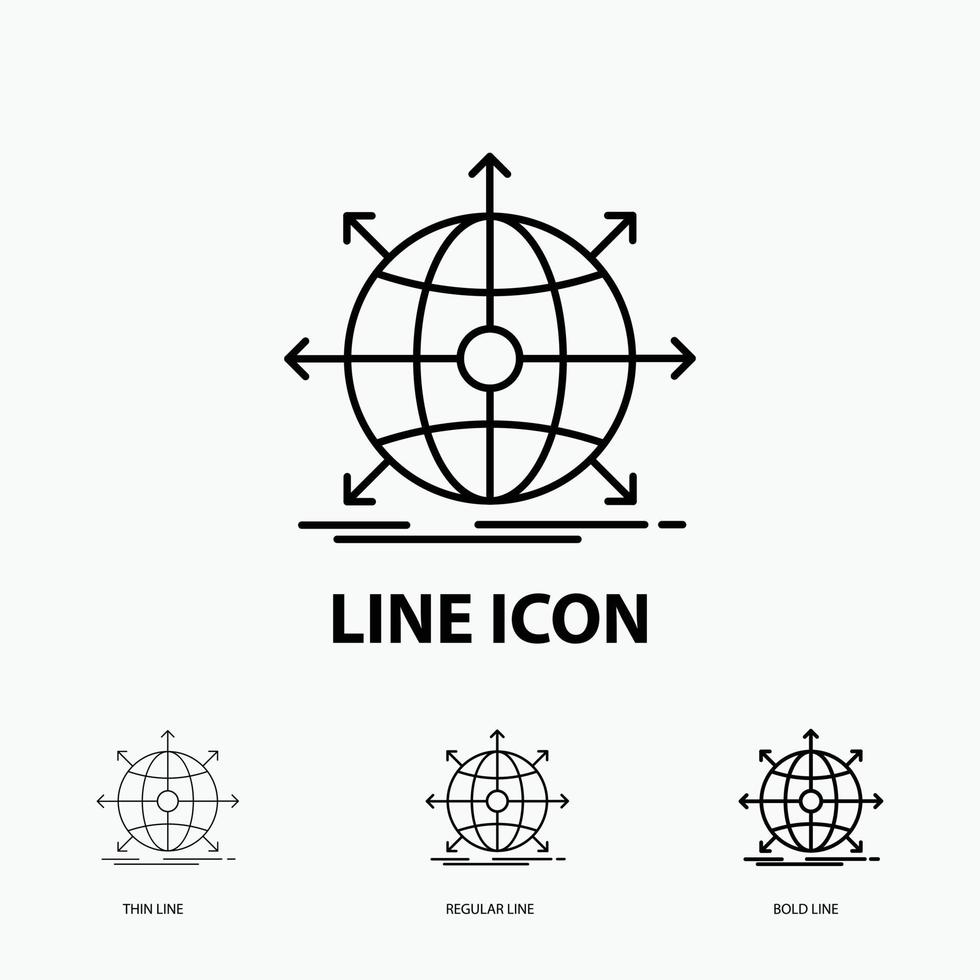 business. global. international. network. web Icon in Thin. Regular and Bold Line Style. Vector illustration