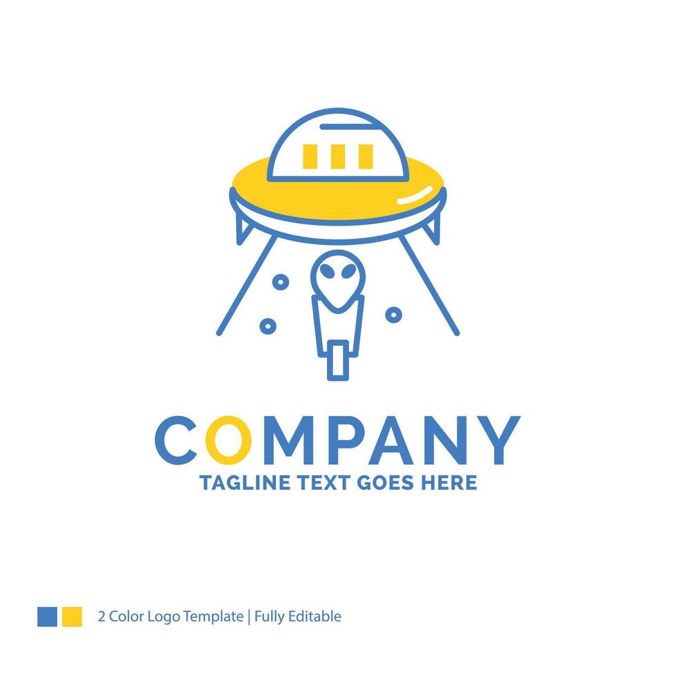 alien. space. ufo. spaceship. mars Blue Yellow Business Logo template. Creative Design Template Place for Tagline. vector