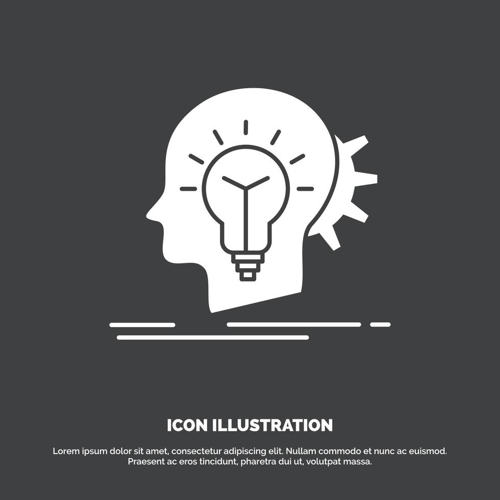 creative. creativity. head. idea. thinking Icon. glyph vector symbol for UI and UX. website or mobile application