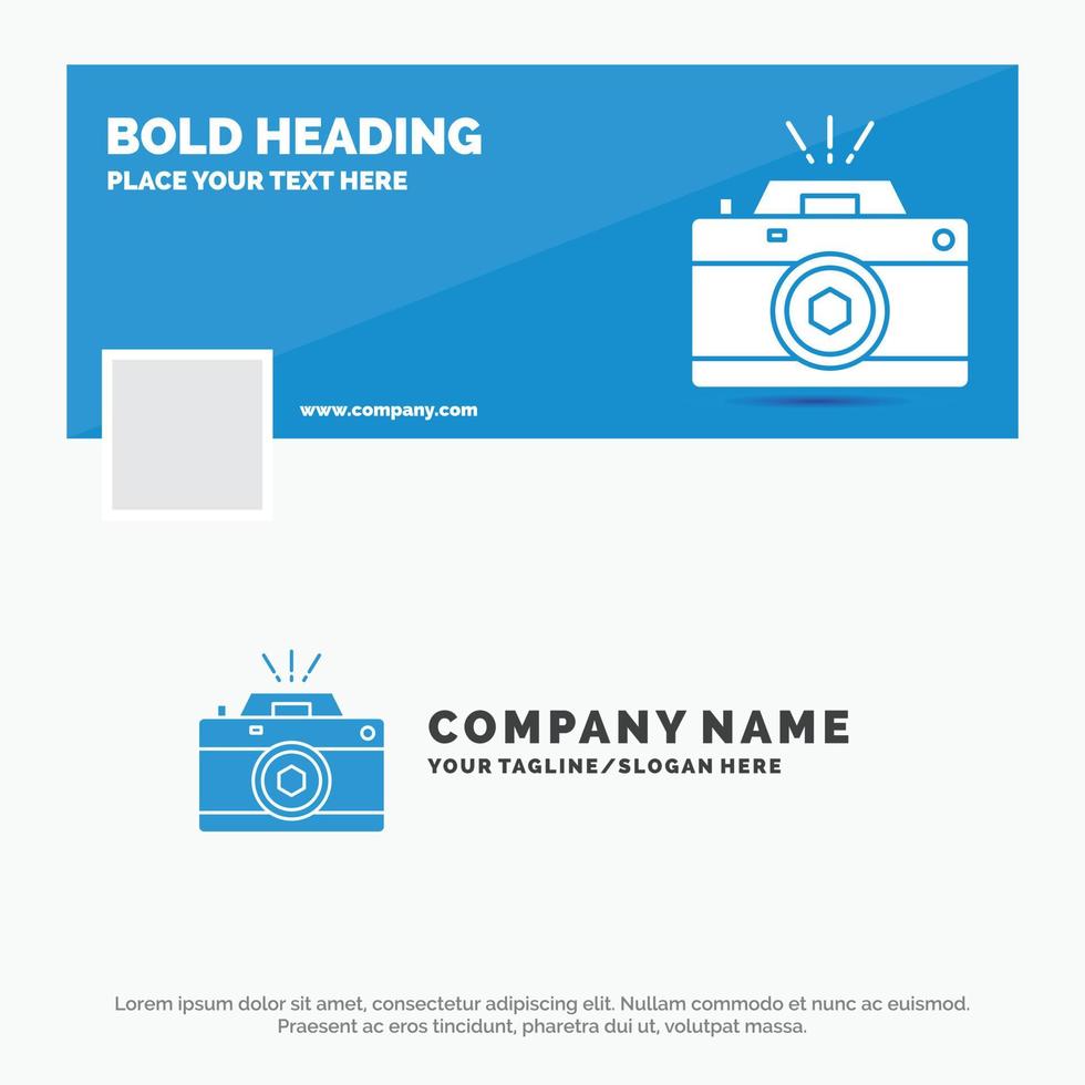 Blue Business Logo Template for Camera. photography. capture. photo. aperture. Facebook Timeline Banner Design. vector web banner background illustration