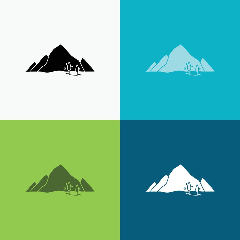 mountain. landscape. hill. nature. tree Icon Over Various Background. glyph style design. designed for web and app. Eps 10 vector illustration