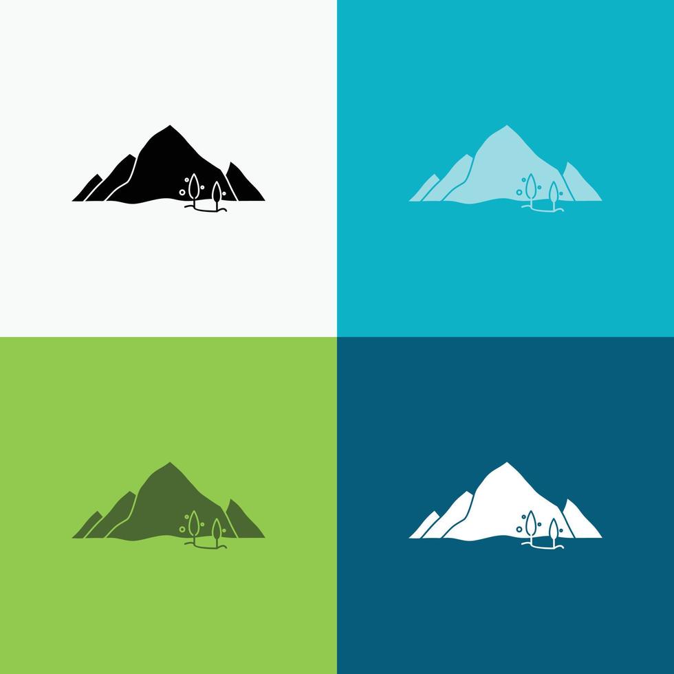 montaña. paisaje. Cerro. naturaleza. icono de árbol sobre varios antecedentes. diseño de estilo de glifo. diseñado para web y aplicación. eps 10 ilustración vectorial vector