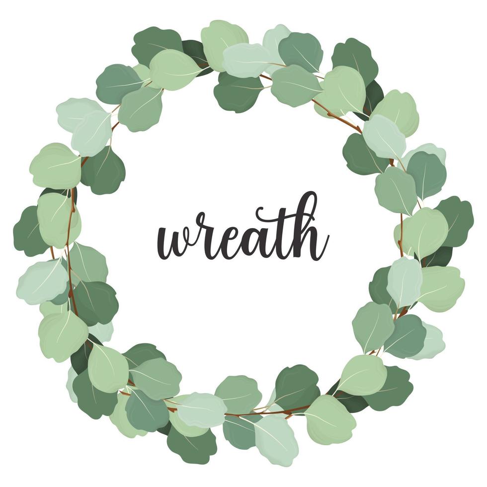 Wreath of tree branches and leaves. Wreath in the shape of a circle. Romantic wreath. vector