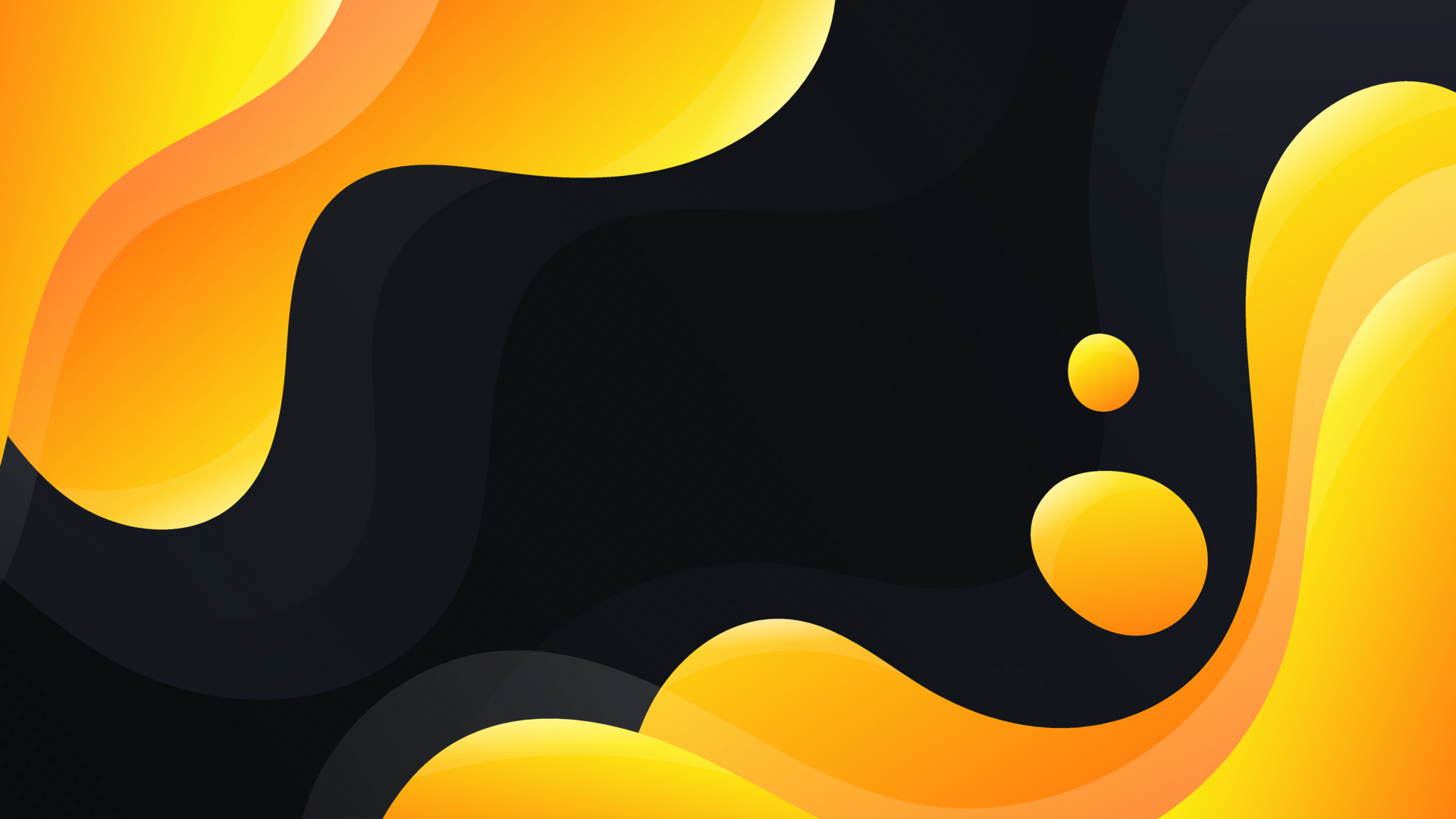Abstract background with yellow waves. Black background. Desktop