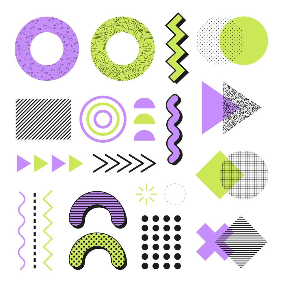 Memphis Elements. Bright and colorful elements. Set of elements for design. vector