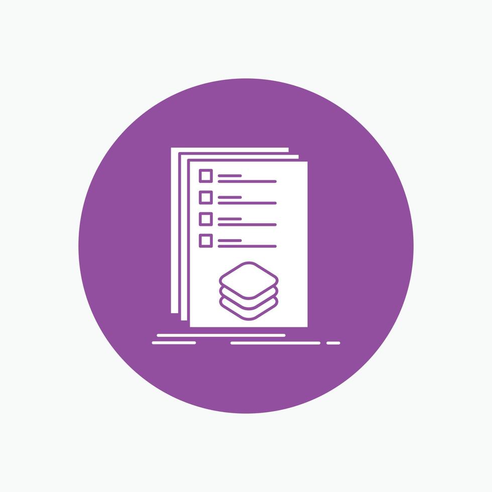 Categories. check. list. listing. mark White Glyph Icon in Circle. Vector Button illustration