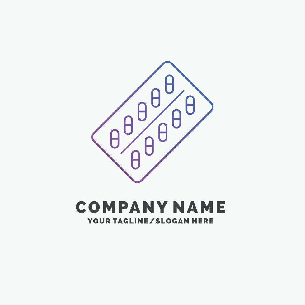 medicine. Pill. drugs. tablet. packet Purple Business Logo Template. Place for Tagline vector