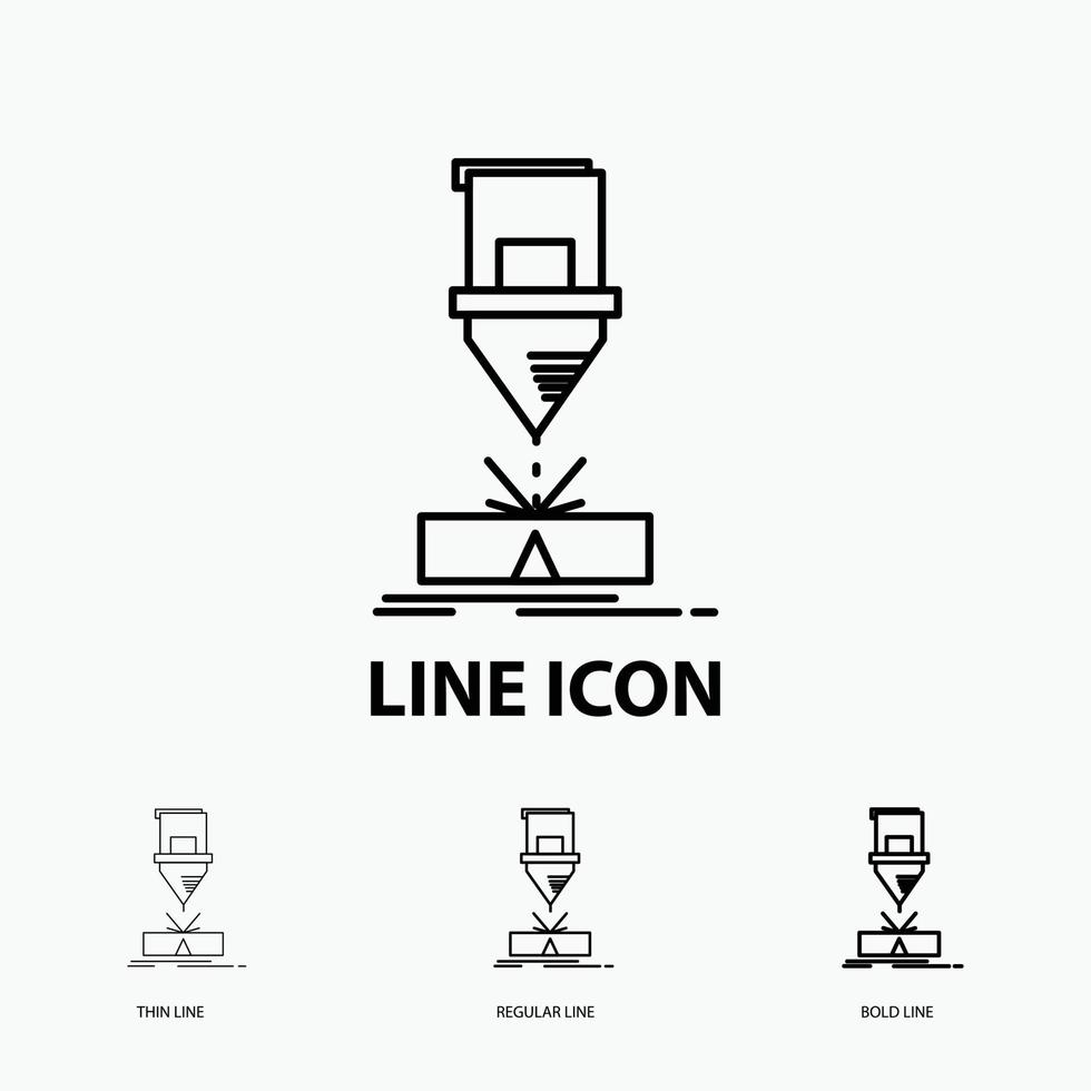Cutting. engineering. fabrication. laser. steel Icon in Thin. Regular and Bold Line Style. Vector illustration