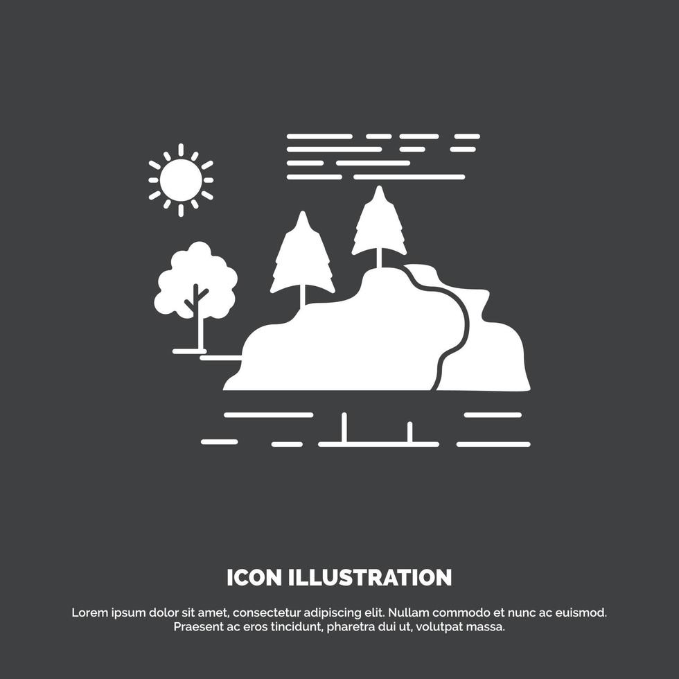hill. landscape. nature. mountain. rain Icon. glyph vector symbol for UI and UX. website or mobile application