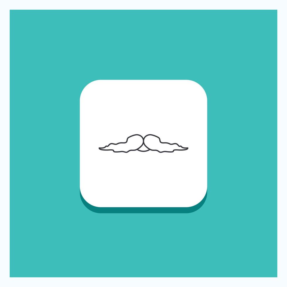 Round Button for moustache. Hipster. movember. male. men Line icon Turquoise Background vector