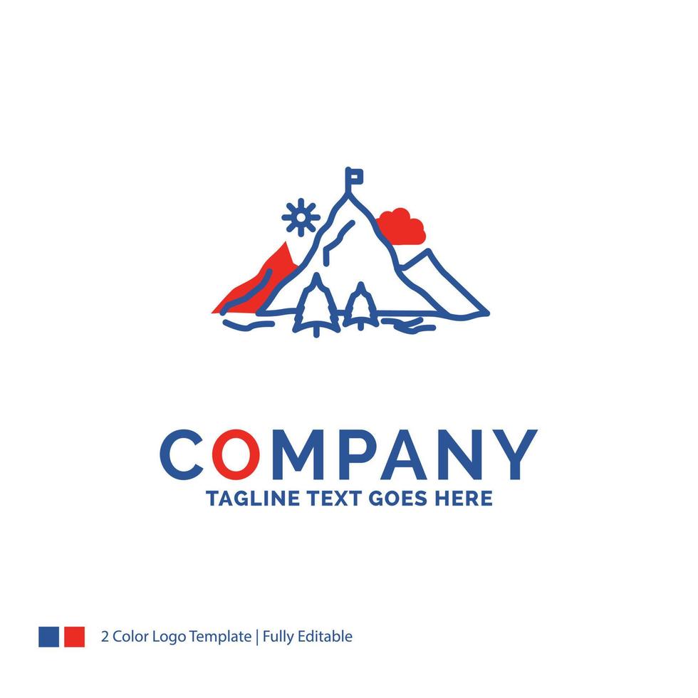 Company Name Logo Design For achievement. flag. mission. mountain. success. Blue and red Brand Name Design with place for Tagline. Abstract Creative Logo template for Small and Large Business. vector