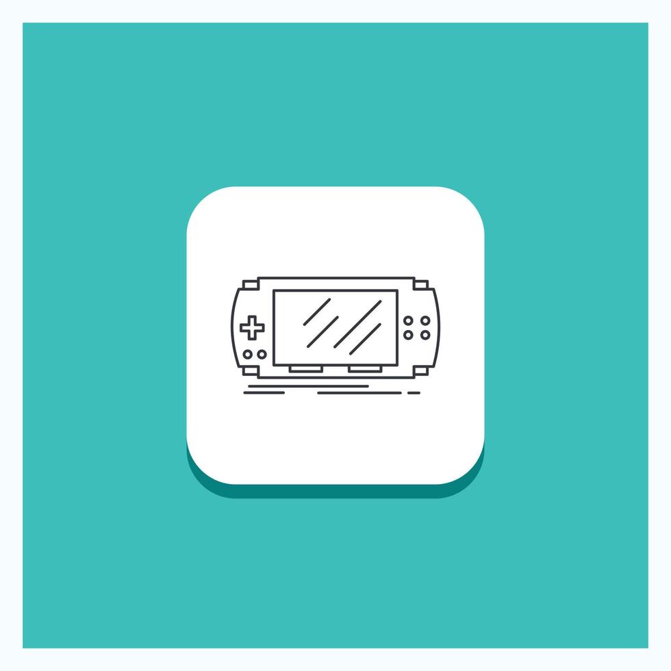 Round Button for Console. device. game. gaming. psp Line icon Turquoise Background vector