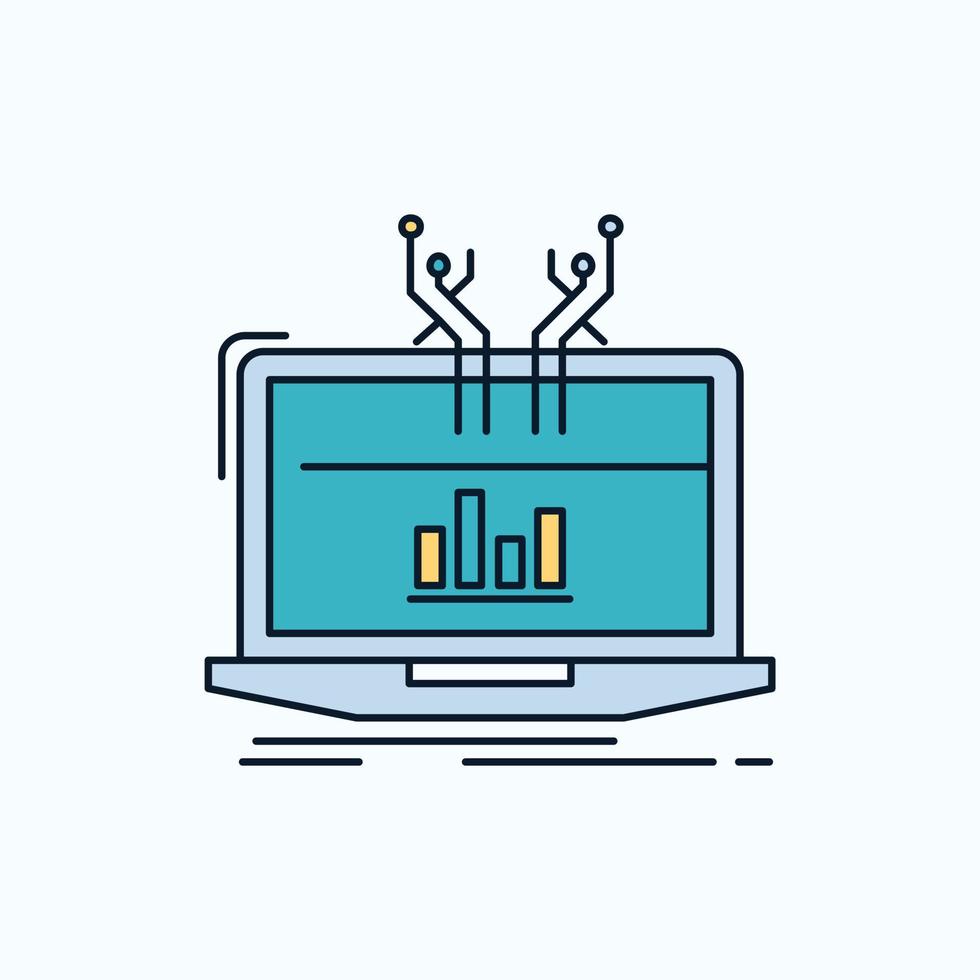 Analysis. analytical. management. online. platform Flat Icon. green and Yellow sign and symbols for website and Mobile appliation. vector illustration