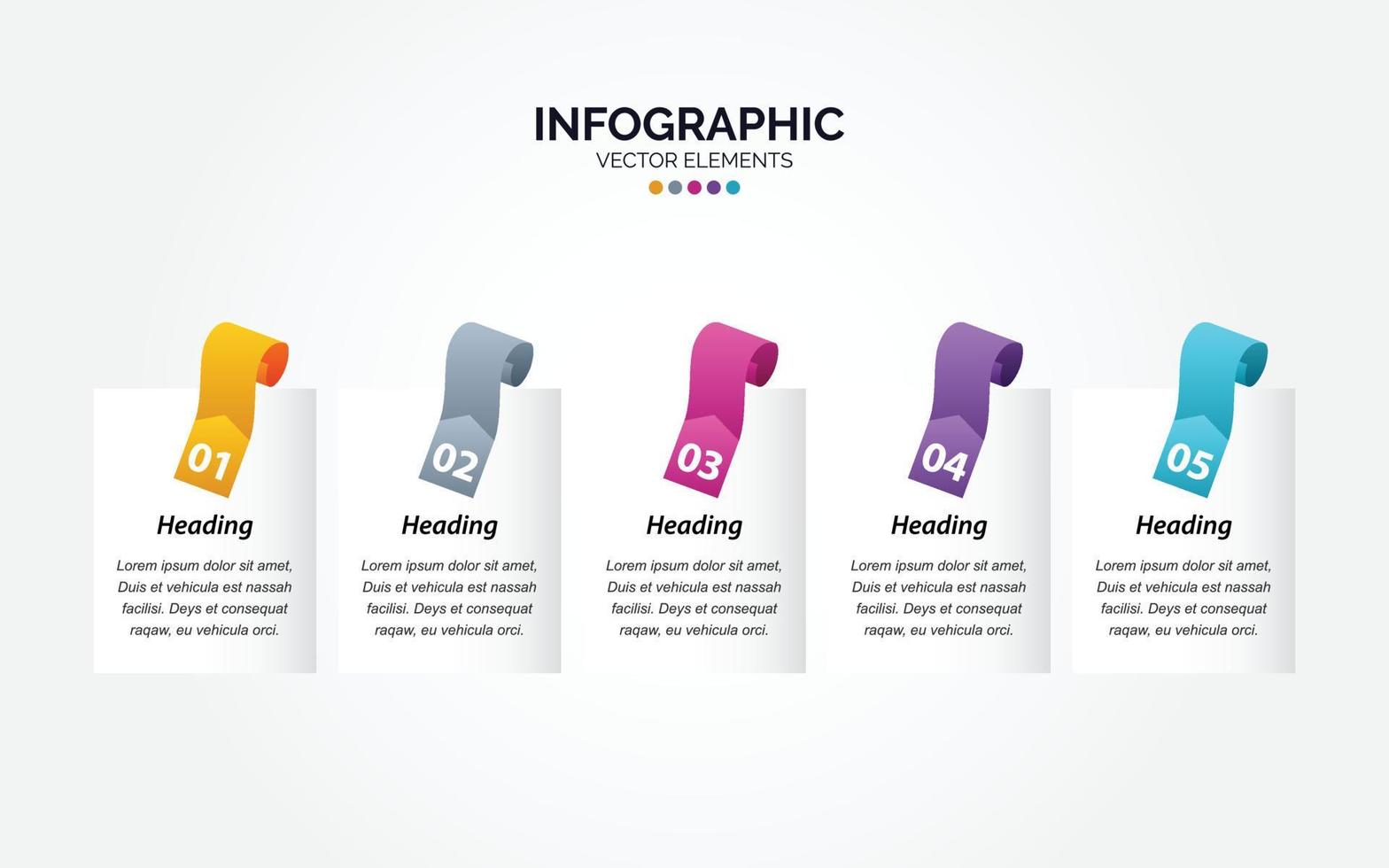 Presentation business Horizontal Infographic template with 5 options vector