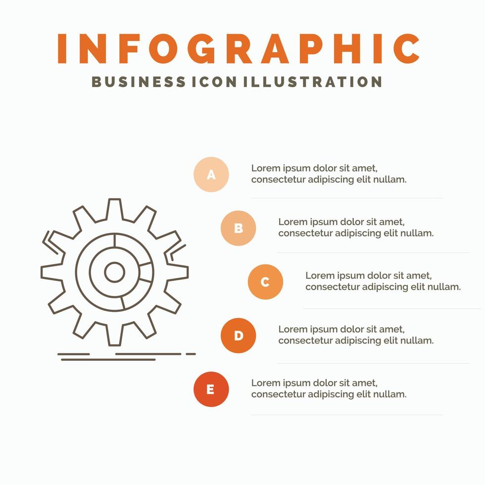 setting. data. management. process. progress Infographics Template for Website and Presentation. Line Gray icon with Orange infographic style vector illustration