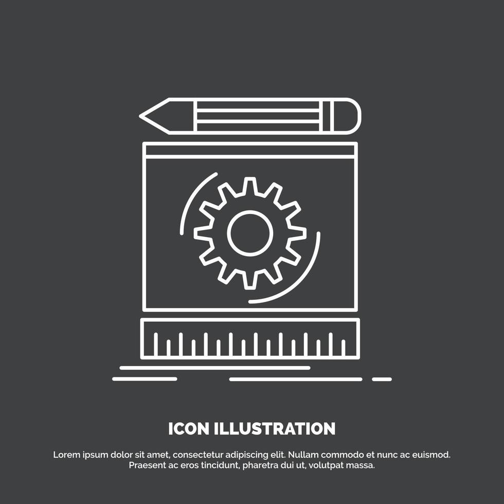 reclutar. ingeniería. proceso. prototipo. icono de creación de prototipos. símbolo de vector de línea para ui y ux. sitio web o aplicación móvil