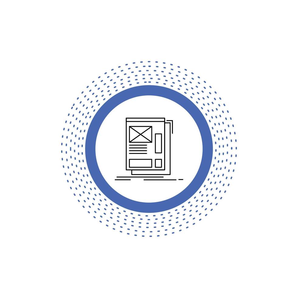 wire. framing. Web. Layout. Development Line Icon. Vector isolated illustration