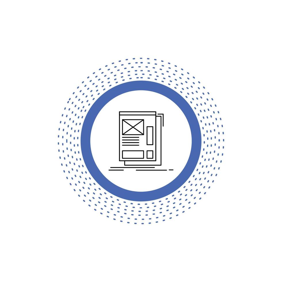 wire. framing. Web. Layout. Development Line Icon. Vector isolated illustration