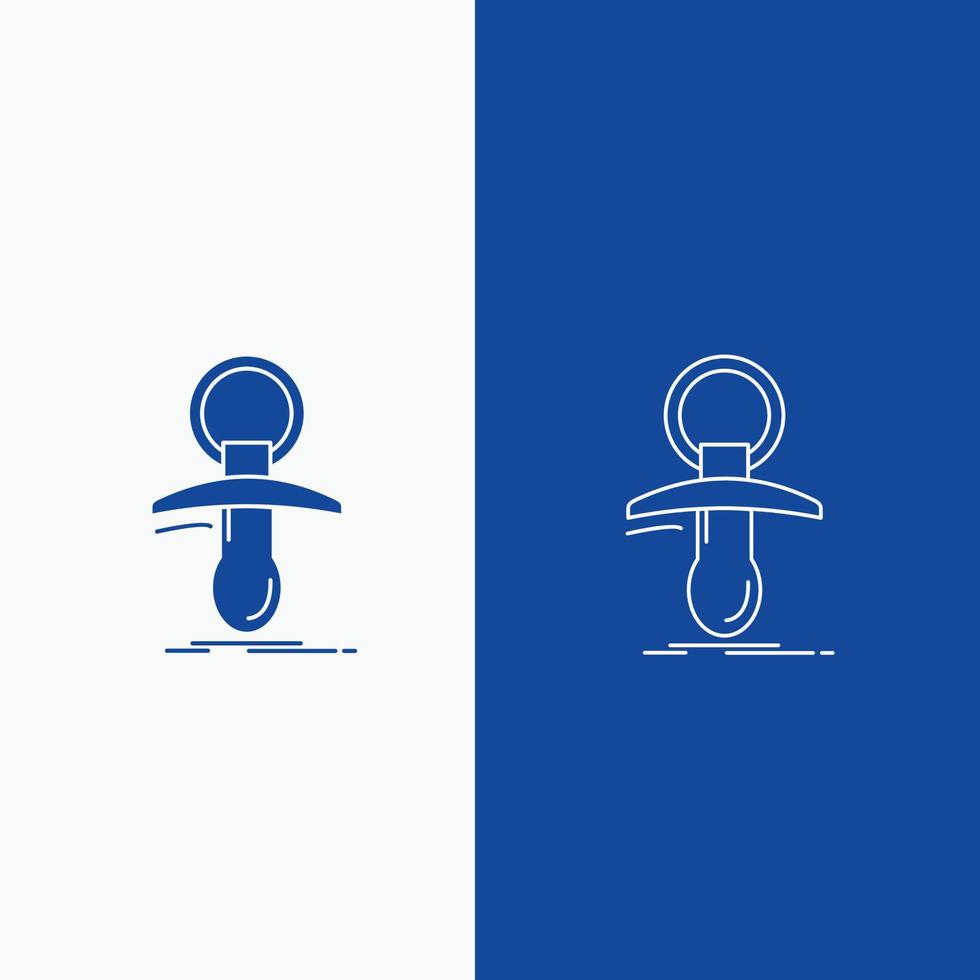 Baby. dummy. newbie. nipple. noob Line and Glyph web Button in Blue color Vertical Banner for UI and UX. website or mobile application vector