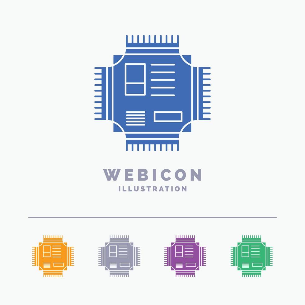 Chip. cpu. microchip. processor. technology 5 Color Glyph Web Icon Template isolated on white. Vector illustration