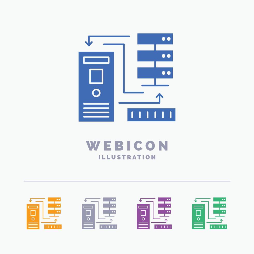Combination. data. database. electronic. information 5 Color Glyph Web Icon Template isolated on white. Vector illustration