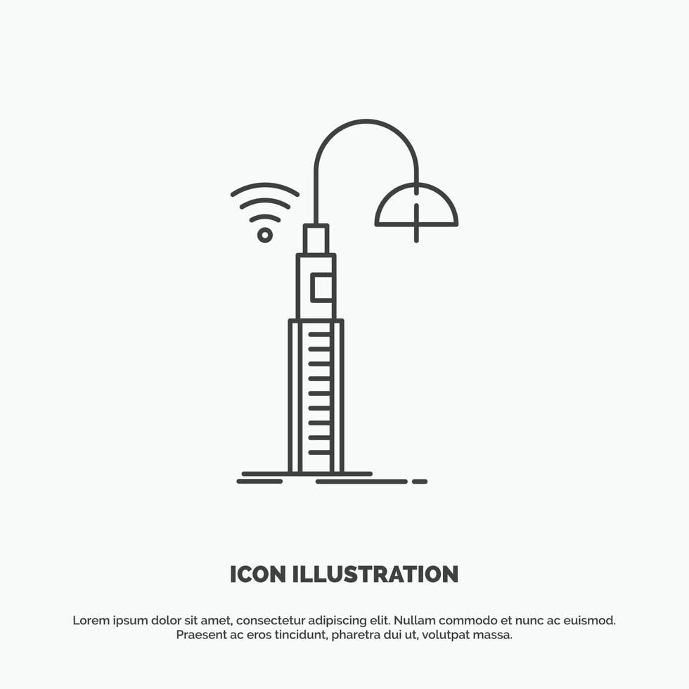 lights. street. wifi. smart. technology Icon. Line vector gray symbol for UI and UX. website or mobile application