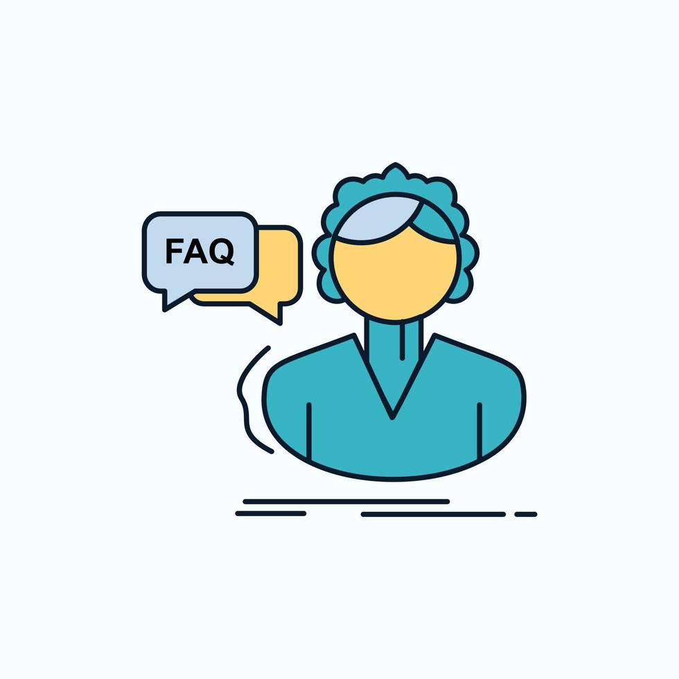 FAQ. Assistance. call. consultation. help Flat Icon. green and Yellow sign and symbols for website and Mobile appliation. vector illustration