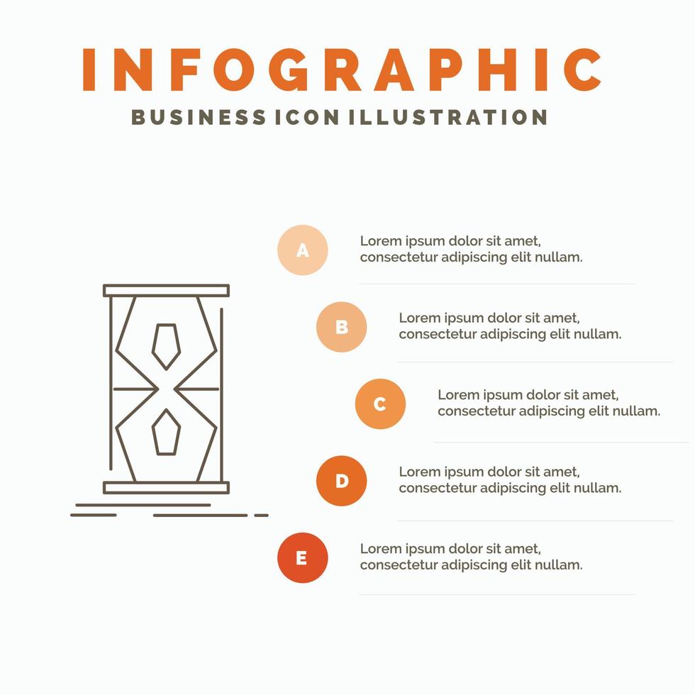Access. clock. early. sand clock. time Infographics Template for Website and Presentation. Line Gray icon with Orange infographic style vector illustration