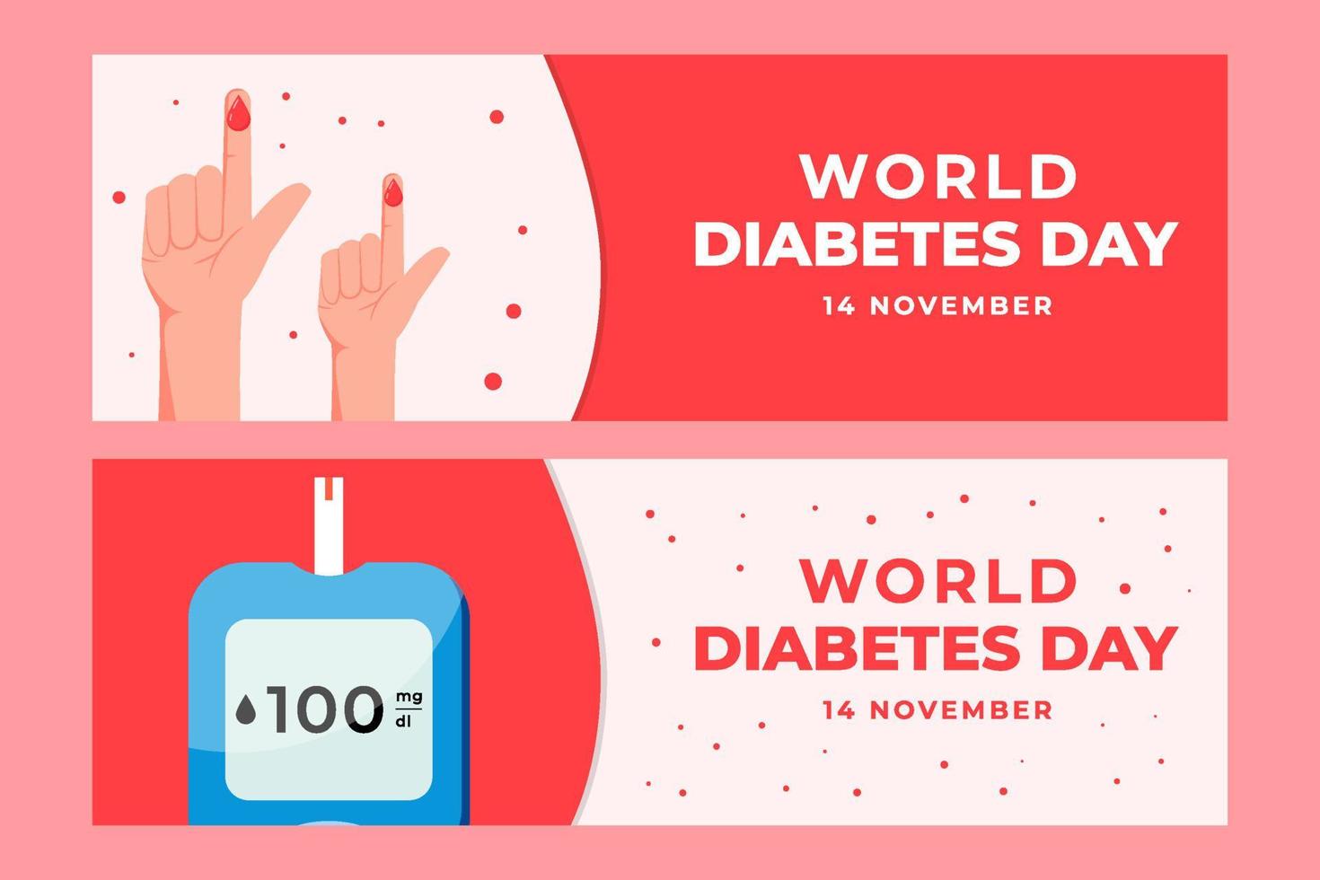 world diabetes day horizontal banner set vector