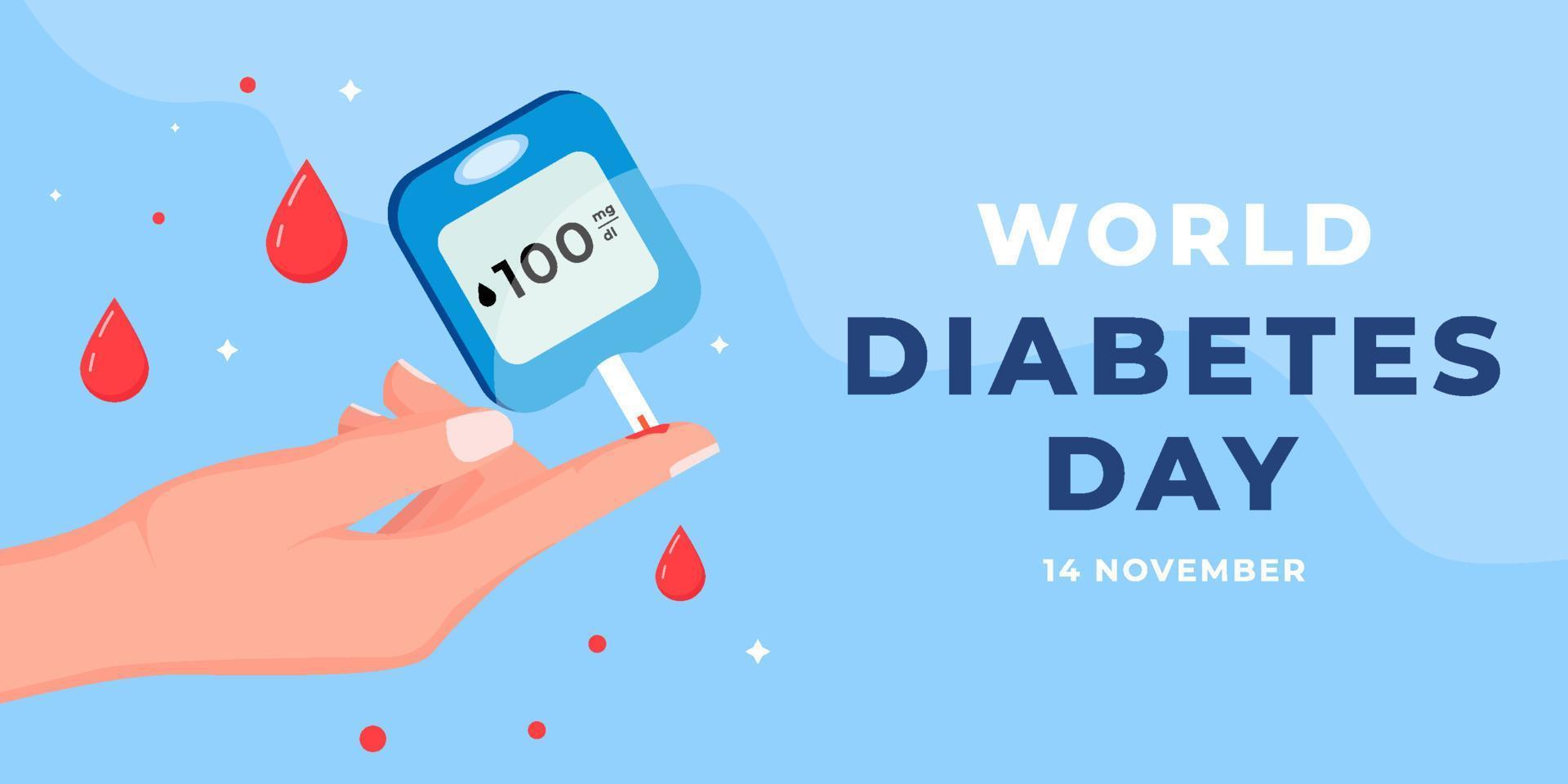 flat world diabetes day horizontal banner illustration vector