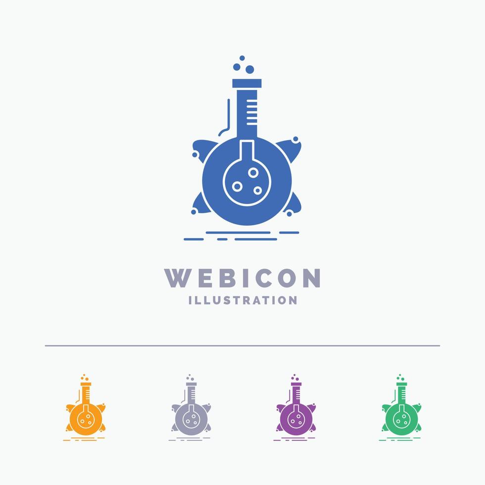 research. laboratory. flask. tube. development 5 Color Glyph Web Icon Template isolated on white. Vector illustration