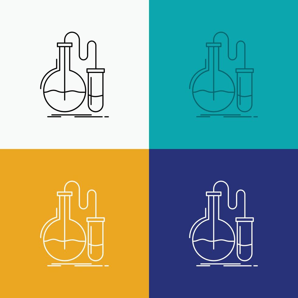 Analysis. chemistry. flask. research. test Icon Over Various Background. Line style design. designed for web and app. Eps 10 vector illustration