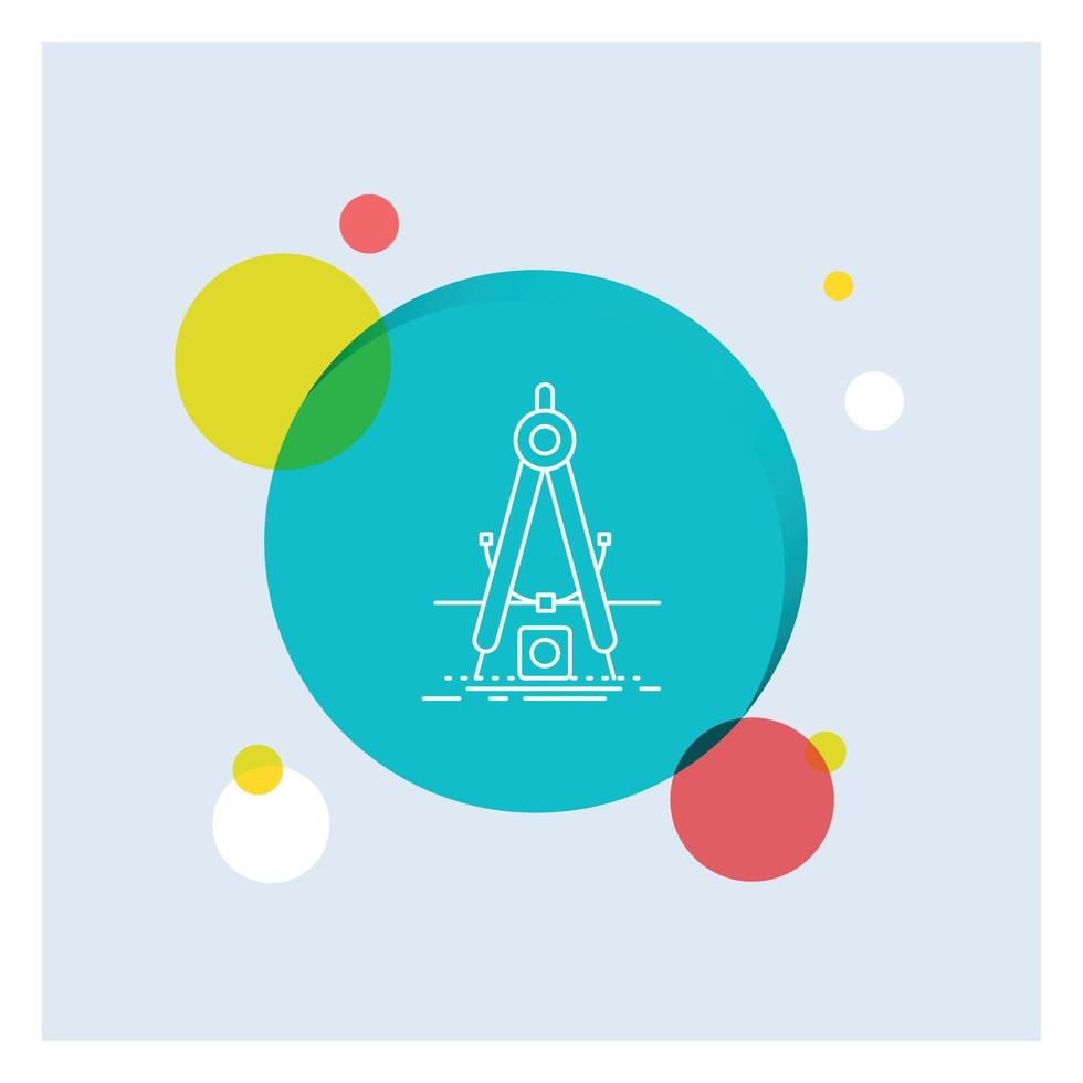 Design. measure. product. refinement. Development White Line Icon colorful Circle Background vector