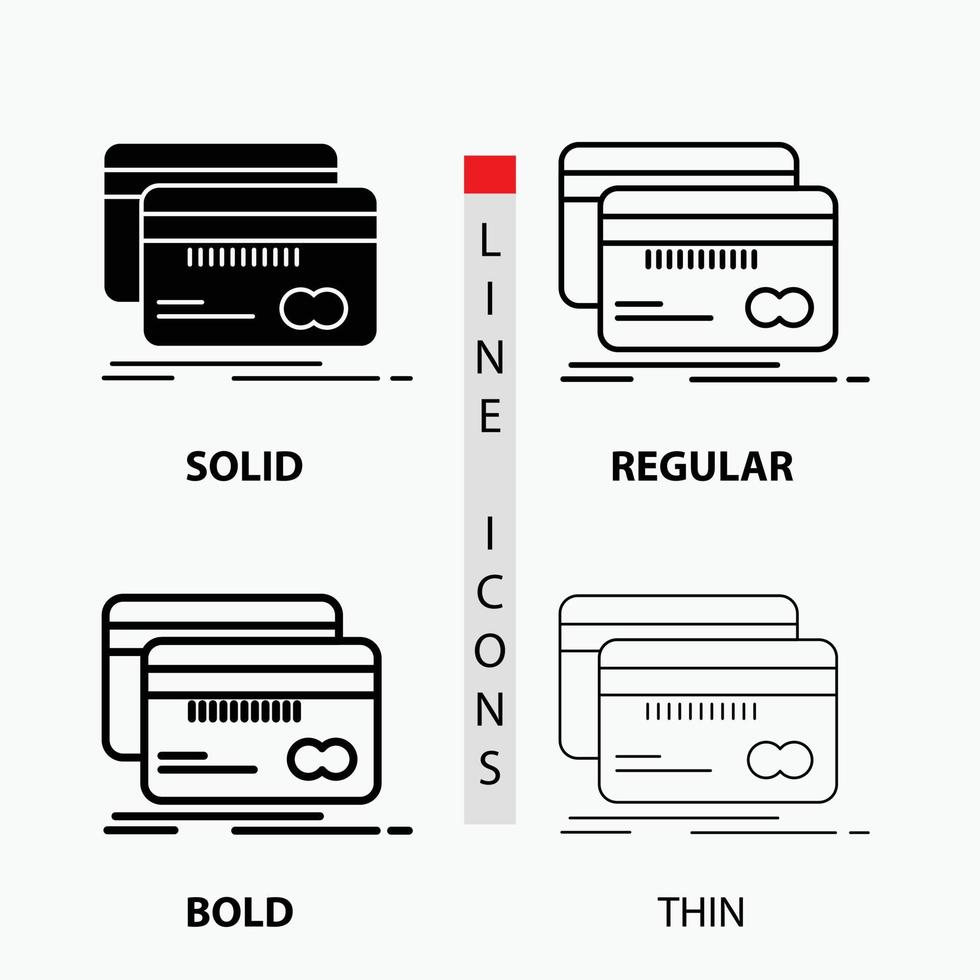 Banking. card. credit. debit. finance Icon in Thin. Regular. Bold Line and Glyph Style. Vector illustration