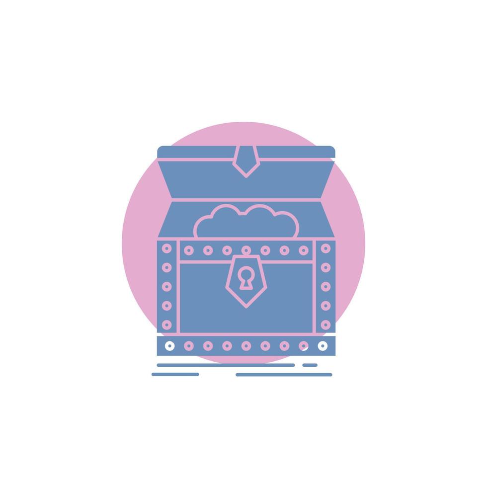 Box. chest. gold. reward. treasure Glyph Icon. vector