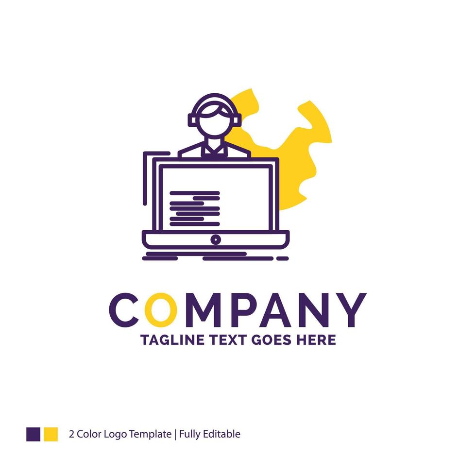 Company Name Logo Design For outsource. outsourcing. allocation. human. online. Purple and yellow Brand Name Design with place for Tagline. Creative Logo template for Small and Large Business. vector