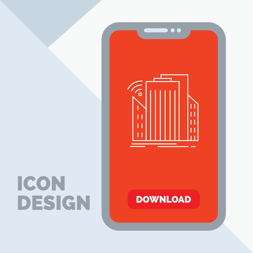 Buildings. city. sensor. smart. urban Line Icon in Mobile for Download Page vector