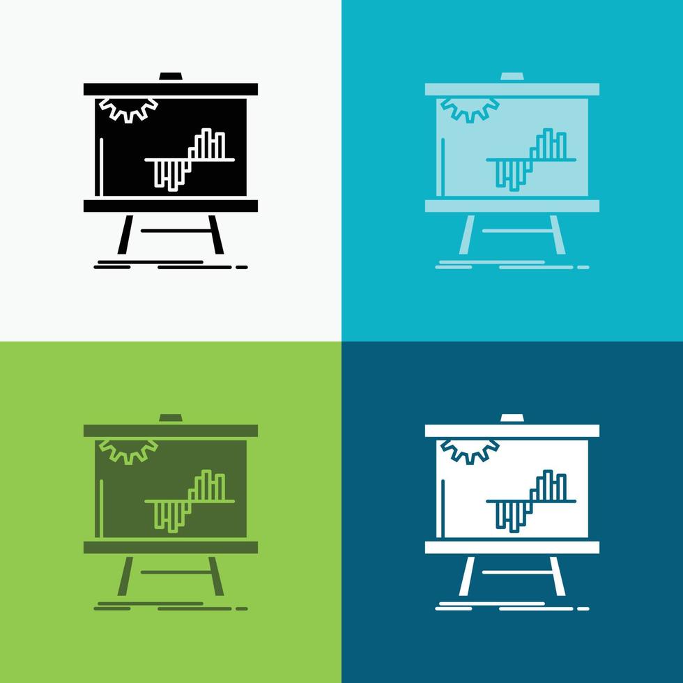 negocio. cuadro. datos. grafico. icono de estadísticas sobre varios antecedentes. diseño de estilo de glifo. diseñado para web y aplicación. eps 10 ilustración vectorial vector