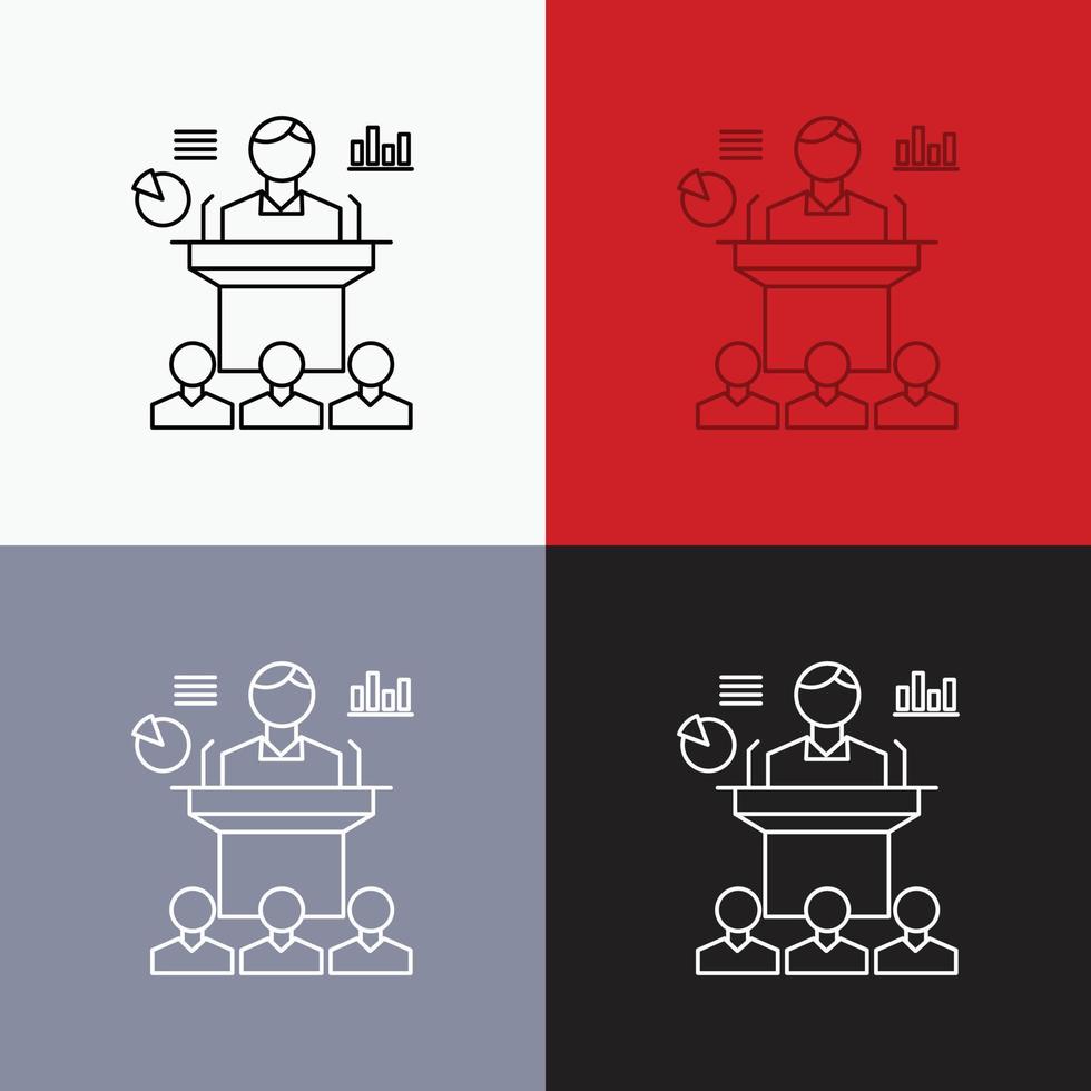 Business. conference. convention. presentation. seminar Icon Over Various Background. Line style design. designed for web and app. Eps 10 vector illustration